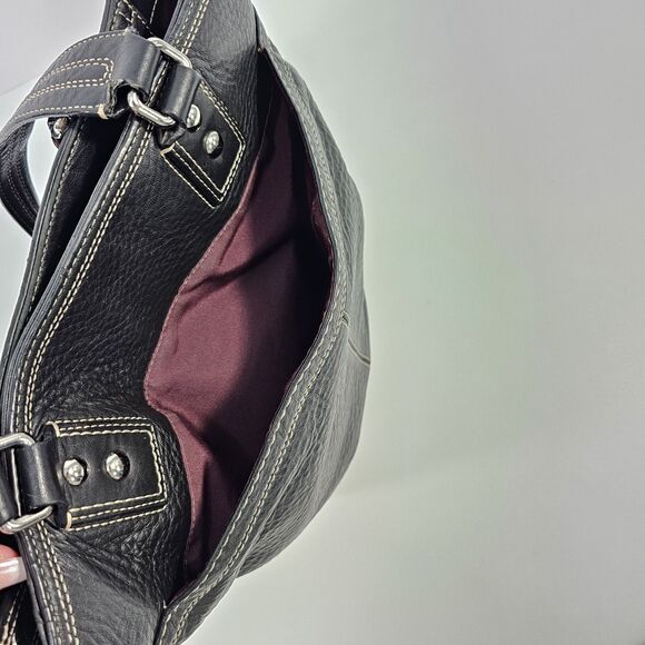 Coach Hamilton Hampton F13959 Black Pebbled Leather Shoulder Bag Turn Lock - Picture 9 of 12